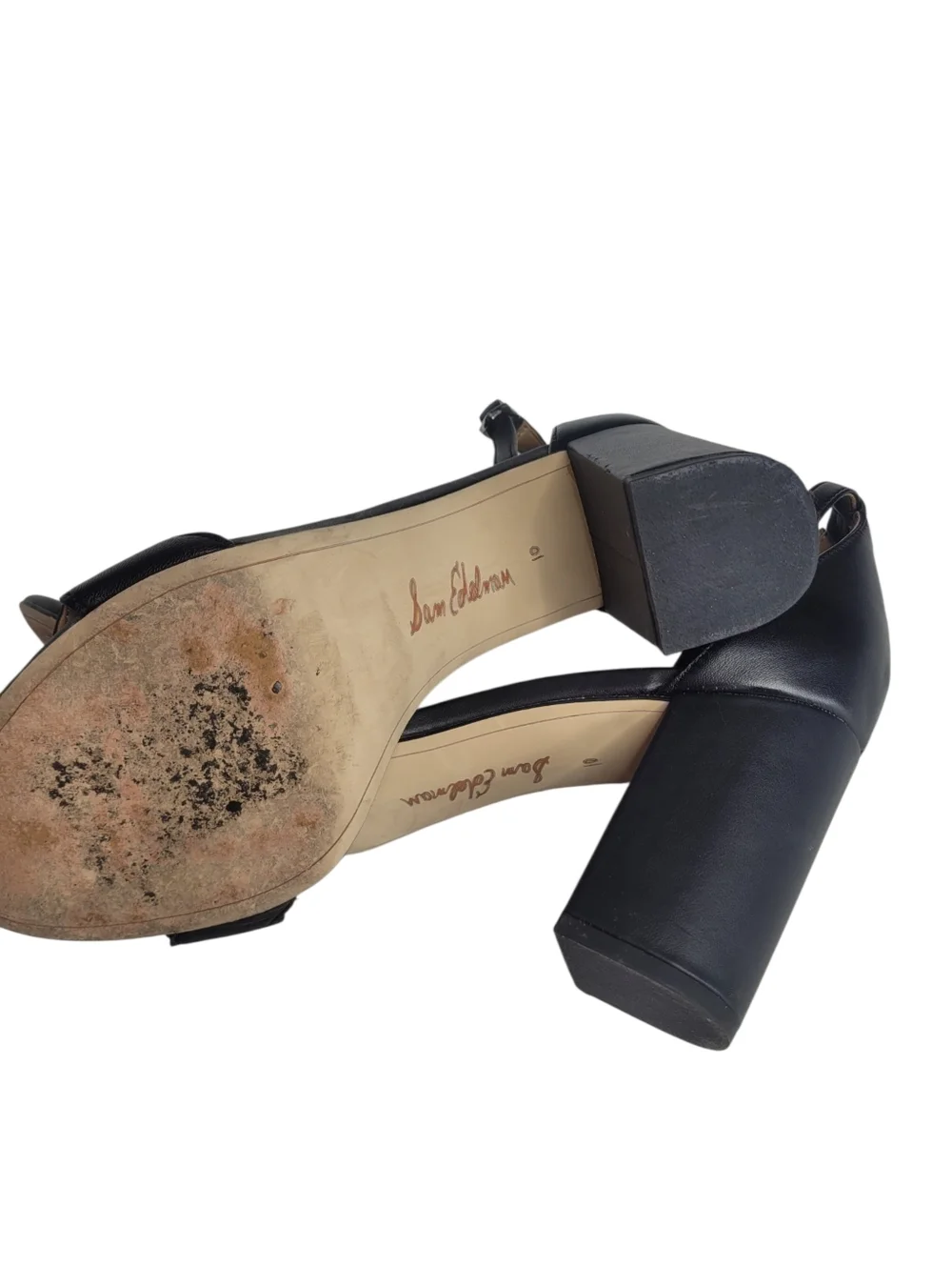 Sam Edelman Black Scalloped Odila Ankle-Strap Block Heels Size 10 - Picture 5 of 9